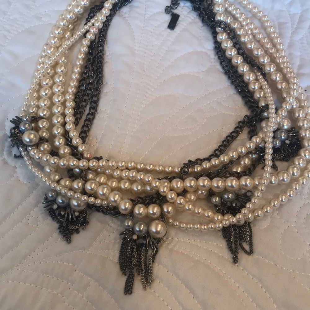 Statement Multi Chain Pearl Necklace - image 2